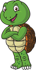 Cute happy turtle cartoon standing