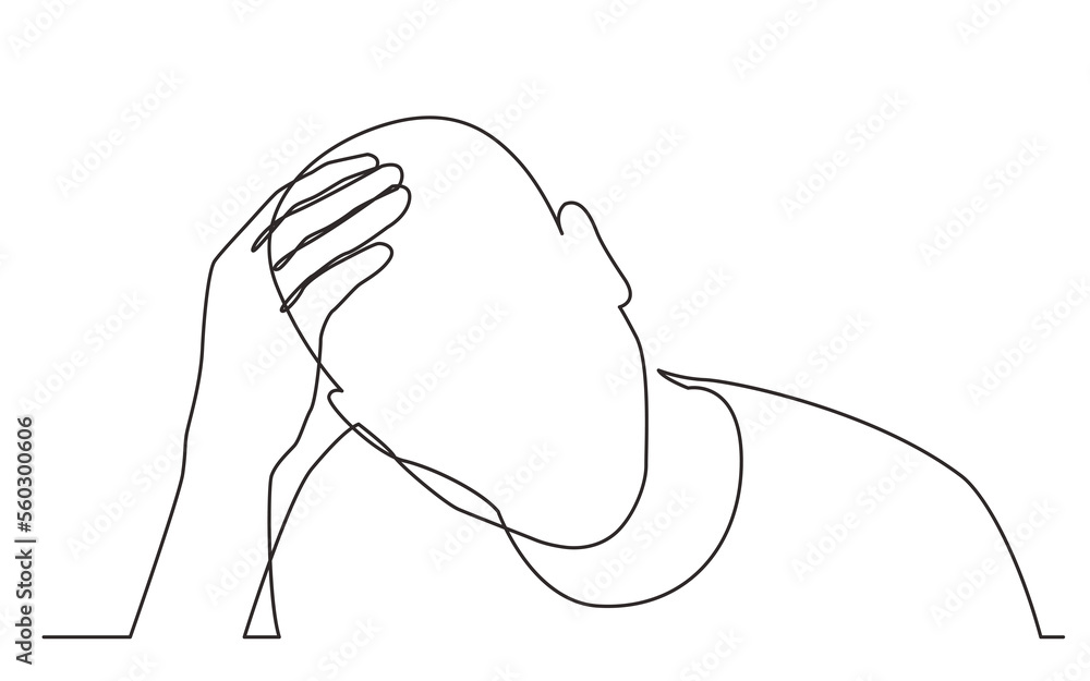 Poster continuous line drawing man in need - png image with transparent background