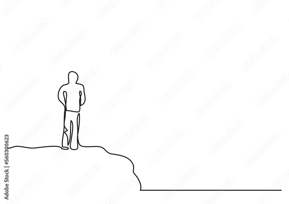 Poster continuous line drawing mao on cliff - png image with transparent background