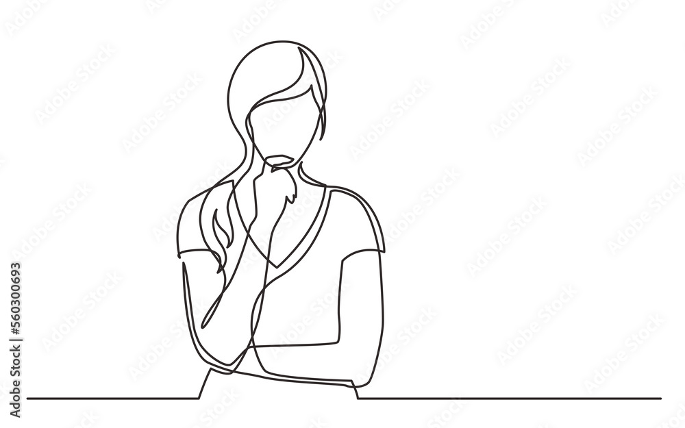 Canvas Prints continuous line drawing woman confused - png image with transparent background