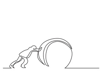 continuous line drawing man pushing weight - PNG image with transparent background