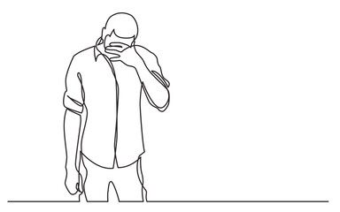 continuous line drawing standing man in despair - PNG image with transparent background