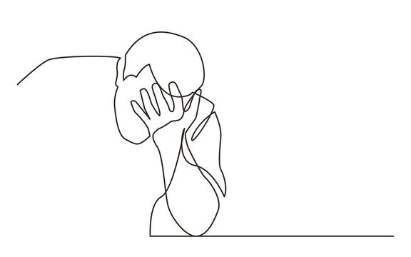 recommend clip art: continuous line drawing sitting man in despair - PNG image with transparent background