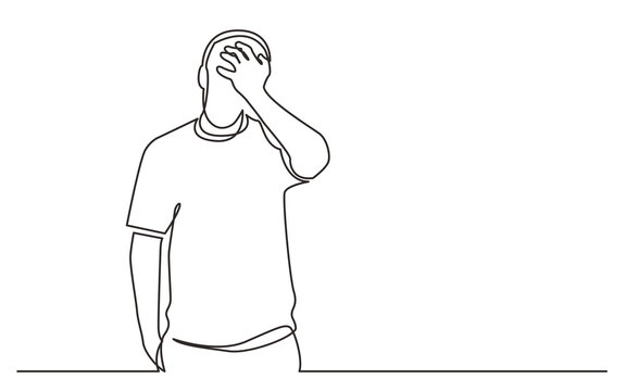 recommend clip art: continuous line drawing standing disturbing man - PNG image with transparent background