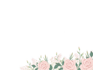 華やかなピンクの花のボタニカルフレーム背景イラスト