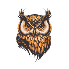 Owl face head vector design illustration for logo mascot t shirt design template