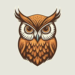 Owl face head vector design illustration for logo mascot t shirt design template