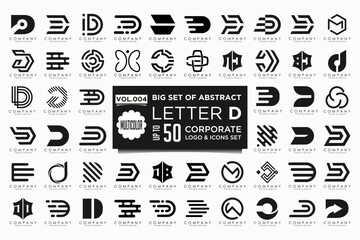 Fototapeta na wymiar abstract letter D logo icon set. design for business of luxury, elegant, simple.