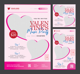 Pink Templates for Valentines Day Party Promotional Template Bundle - Story, Feed, Print templates - Perfect to successful campaigns