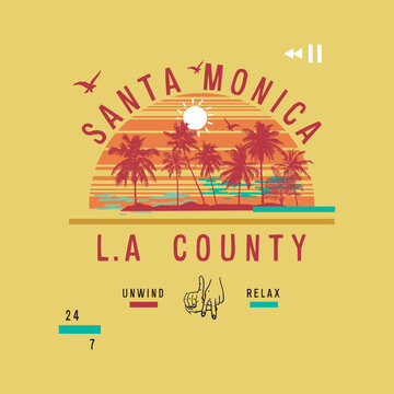 Santa Monica slogan text vector illustration design for fashion graphics and t shirt prints