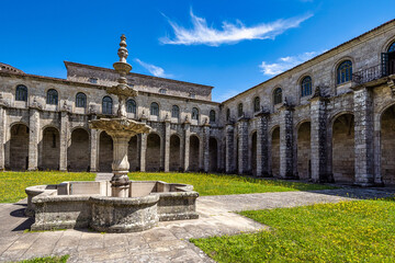 Fototapeta na wymiar Courtyard of the monastery of Oseira at Ourense, Galicia, Spain. Monasterio de Santa Maria la Real de Oseira