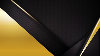 Modern abstract black and gold background vector. Elegant concept design with golden line.