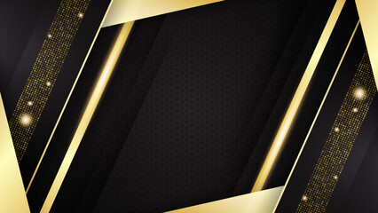 Modern abstract black and gold background vector. Elegant concept design with golden line.