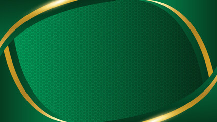 Modern abstract green and gold background vector. Elegant concept design with golden line.