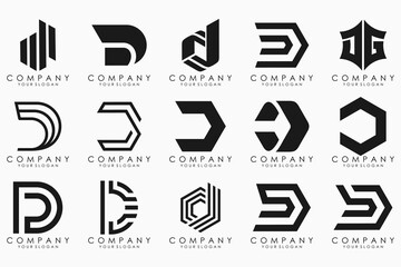 abstract letter D logo icon set. design for business of luxury, elegant, simple. - obrazy, fototapety, plakaty