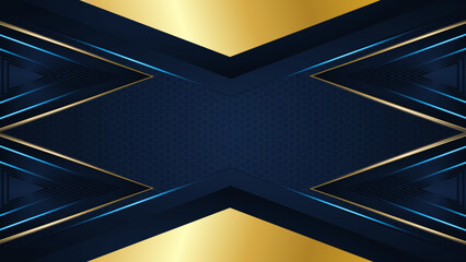 Modern abstract navy and gold background vector. Elegant concept design with golden line.