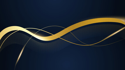 Modern abstract navy and gold background vector. Elegant concept design with golden line.