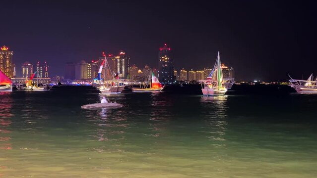 Doha's luxury towers, World Cup yachts and an old Arab man in a native boat on the Cornish coast.The night life of fishermen is very attractive. Qatar tried to show this to tourists.