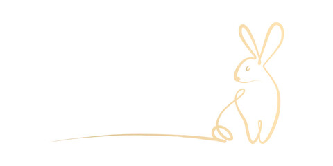 Rabbit brush stroke paint continuous single line by gold gradient isolated on transparent background in concept Happy Chinese New Year 2023, Year of the rabbit.