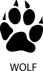 Wolf foot print, wolf paw print illustration on white background..eps