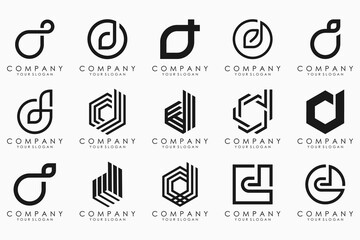 abstract letter D logo icon set. design for business of luxury, elegant, simple.