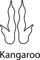 Kangaroo foot print illustration outline art..eps