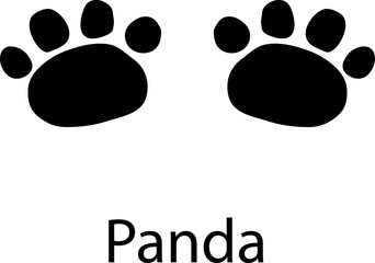 Panda footprint track. Bear paw step in black color on white background..eps - obrazy, fototapety, plakaty