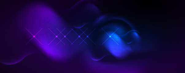 Neon glowing waves, magic energy space light concept, abstract background wallpaper design