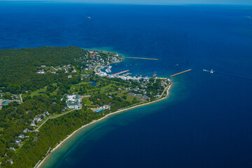 aerial view of mackinac island