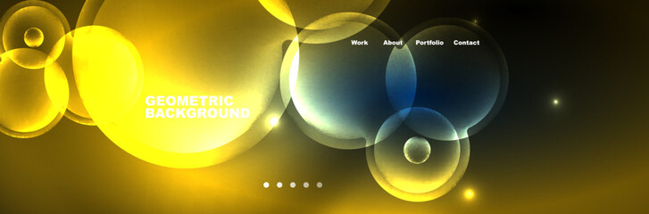 Neon glowing bubbles, circles magic energy space light concept, abstract background wallpaper design