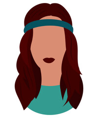Portrait of a hippie girl with long hair. Avatar for social networks. Vector illustration. 