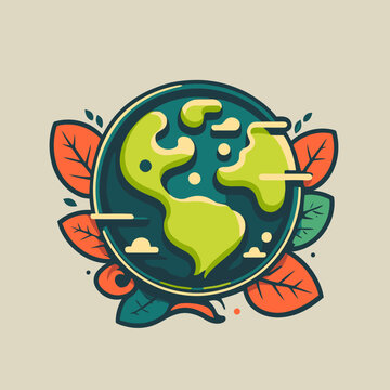 save planet earth world globe green environment and earth day concept vector illustration