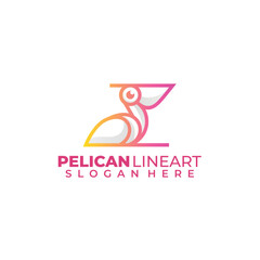 pelican design line art logo gradient color icon
