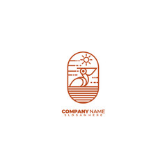 pelican line logo design template color