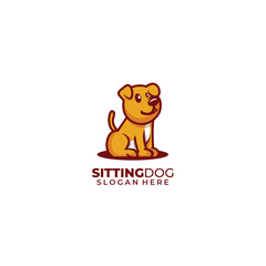 cute dog illustration logo template icon