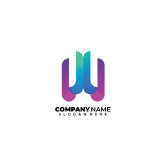 letter w logo illustration template gradient colorful