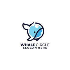 whale circle logo template icon design