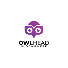 owl head logo gradient color template illustration