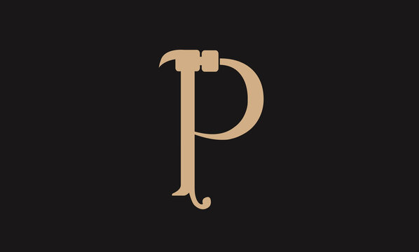P hammer alphabet illustration monogram automobile vector logo design