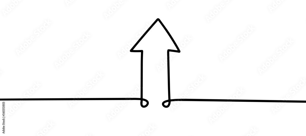 Poster Up arrow line continuous drawing art banner background design vector. 
