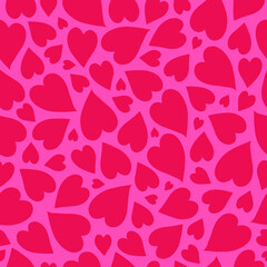 Retro purple love hearts seamless pattern. Trendy romantic background print. Valentine's day holiday backdrop texture, romantic wedding design. Y2k style.