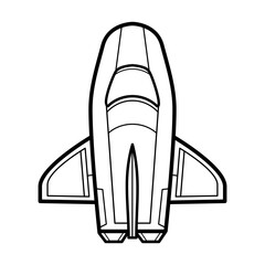 Detailed Spaceship Outline Vector Illustration