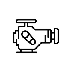 Black line icon for engine
