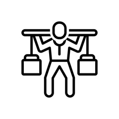 Black line icon for might