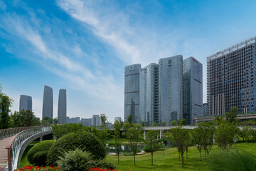 Obraz premium Hyundai Building Street View in Chengdu High -tech Zone