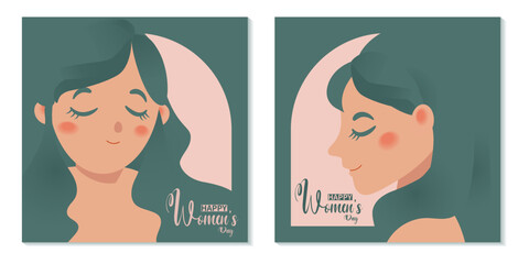 Women's Day Greeting Card with Simple Female Avatar