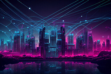 Future-Ready: The Technological Skyline of a Smart City - obrazy, fototapety, plakaty