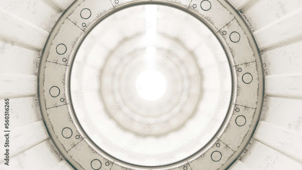 Poster technology abstract background. corridor or tunnel inside viewed through glass looks blurred. can be