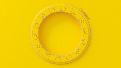 Yellow metal ring Old and dirty for text frame. Can be used text input or banner related to innovation and industry technology. design in minimal style. 3d render.