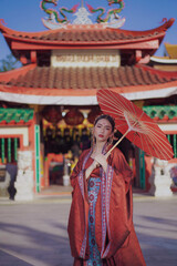 Red hanfu traditional gown #8